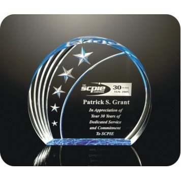Circle with Curved Star Acrylic Award, 6.5" W x 7.5" H