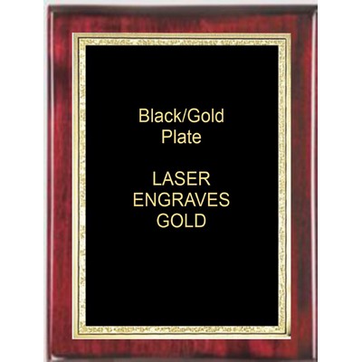 Rosewood 5" x 7" Piano Finish Free Standing Plaque - With 4" x 6" Black/Gold Florentine Plate