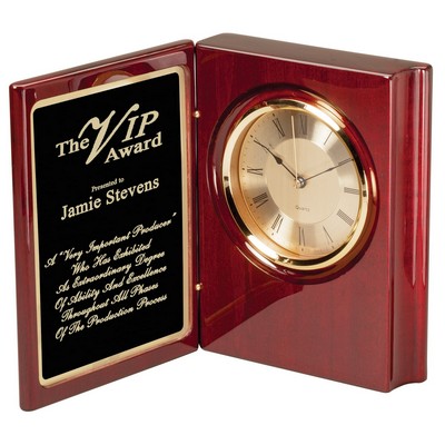 Elegant Piano Finish Book Clock, 7" x 9"