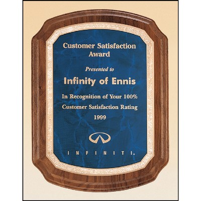 Coventry Walnut & Sapphire Plaque with Marble Finished Plates (8" x 10.5")