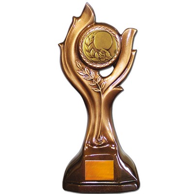 Stock 12" Victory Trophy With 2" Table Tennis Coin and Engraving Plate