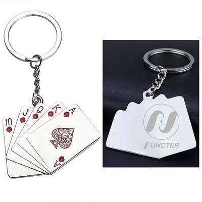 Poker Shaped Key Chain Red Ink