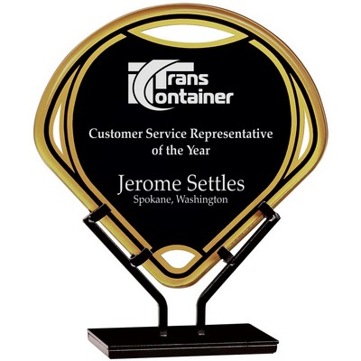 9½" Black Infinity Fan Acrylic Award w/Iron Stand