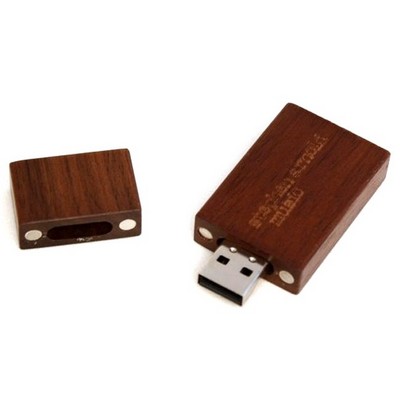 256 MB Wooden Rectangular USB Drive w/Magnetic Closure