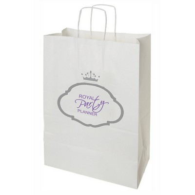 White Kraft Paper Shopping Bags 2C1S (13"x7"x17")