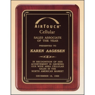 Rosewood Stained Piano Finish Plaque w/Gloss Black Border and Black Center (7"x9")