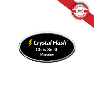 Plastic Framed Badges Oval (1.5"X3") (Screened & Engraved)