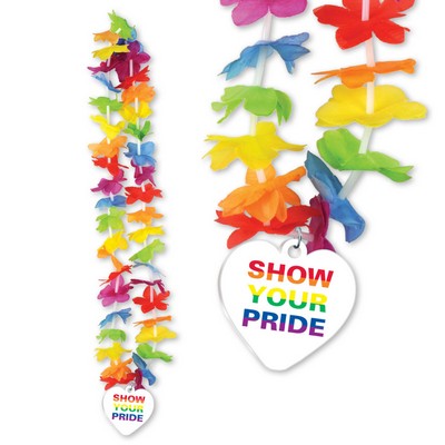 Silk 'N Petals Rainbow Floral Lei w/ Custom Shaped Medallion