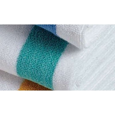 Cabana Premium White Cotton w/Green Stripe Towel (35" x 70")