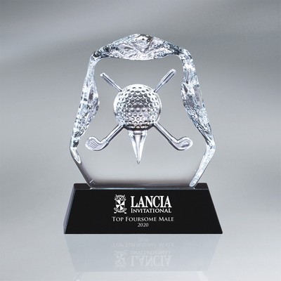 Crystal Crossed Golf Clubs on Black Base (5 1/2"x7")