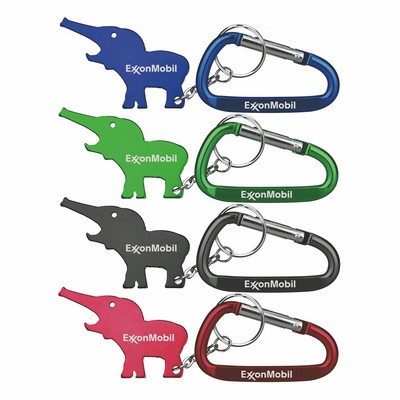 Metal Elephant Shape Bottle Opener w/Key Holder & 7 Cm Carabiner