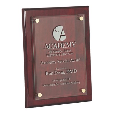 Rosewood Piano Finish Floating Glass Plaque (8"x10")