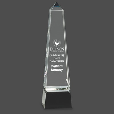 Obelisk Crystal Award on Black Pedestal Base (10")