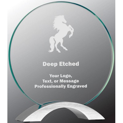 7 1/4" Round Cosmic Glass with Silver Base Award