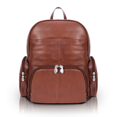 CUMBERLAND | 15" Brown Leather Dual-Compartment Laptop Backpack | McKleinUSA