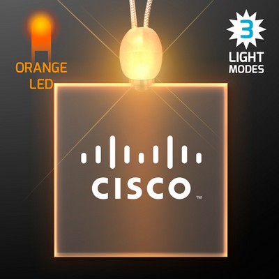 Light Up Promotional Acrylic Square Necklaces with Amber LED - PRINTED