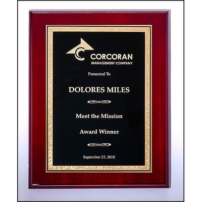 Airflyte® Rosewood High Lustr™ Plaque w/Black Center & Gold Florentine Border (8"x 10")