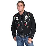 Men's Skull & Roses Embroidered Shirt