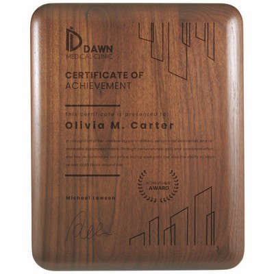 10½" x 13" Elliptical Edge Round Corner Genuine Walnut Plaque