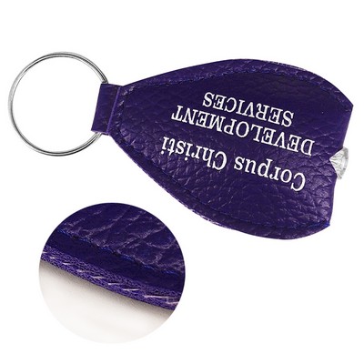 LED Flashlight PU Leather Key Tag