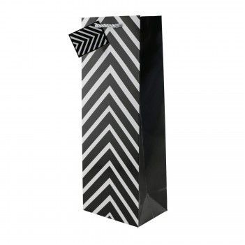 The Everyday Wine Bottle Gift Bag (Black Chevron)