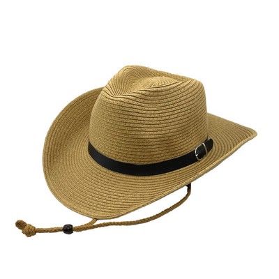 Men Cowboy Sun Hat Foldable Straw Hat edge warping hat