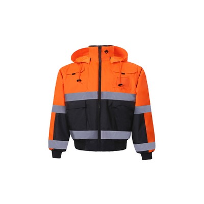 High Visibility Reversible Bomber Jacket, Class 3, Orange, 300 Denier
