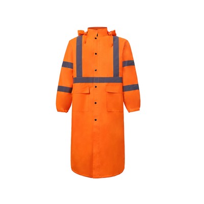 High Visibility Rain Coat, Class 3, Orange, 300 Denier, Waterproof