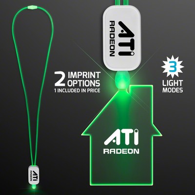 LED Neon Green Lanyards with Acrylic House Pendant - PRINTED