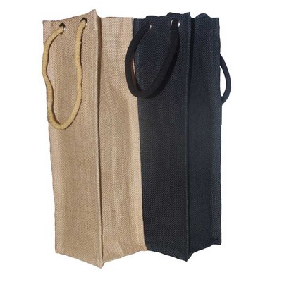 Reusable and Eco-friendly 1 Bottle Wine Jute Bag with Rope Handle- colored bag