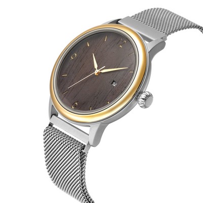 Ebony Wood & Mesh Watch