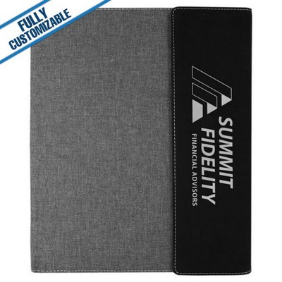 Black & Silver Leatherette - 9.5X12" Gray Canvas Portfolio With Notepad