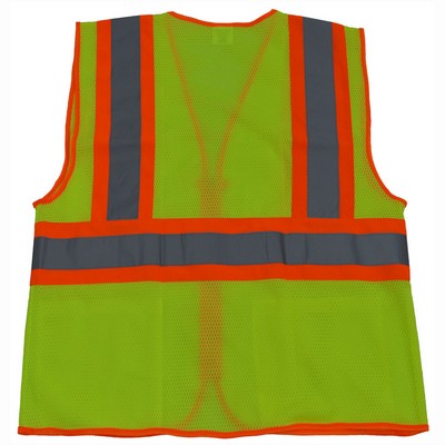 CB1 Lime Mesh/Orange Contrast Two Tone DOT ANSI Class 2 Safety Vest