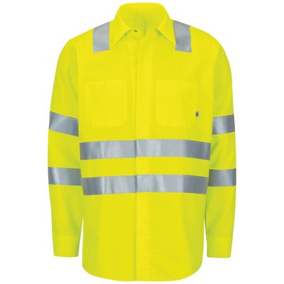 Red Kap - Men's Long Sleeve Hi-Visibility Ripstop Work Shirt - Type R, Class 3