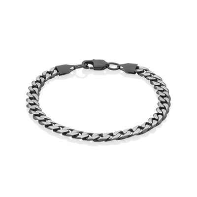 STEELX 7mm Curb Chain Bracelet - Black and Silver