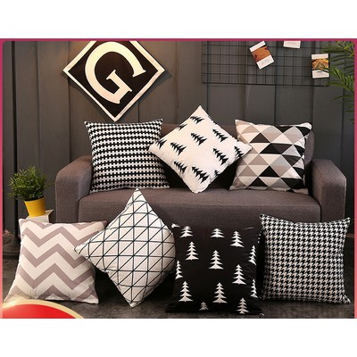 Full Printed 17.7 x 17.7" Premium Square Polyester Short Plush Throw Pillowcase W/Hidden Zipper