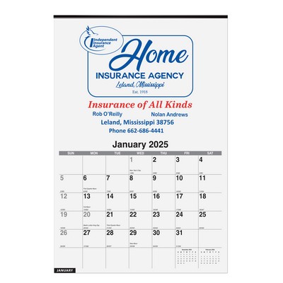 Monthly Wall Calendar w/2 Color Imprint (12 ¼"x 18 ½)