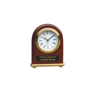 Rosewood Piano Finish Arch Desk Clock