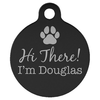 Anodized Aluminum Black Round Pet Tags, Engraved, 1 1/4" dia
