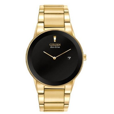 Citizen® Men's Axiom Eco-Drive® Gold-Tone Watch w/Black Dial
