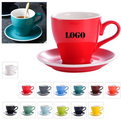 280Ml Tulip Ceramic Coffee Cup & Saucer Set