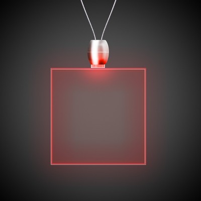 24" Red Square Light-Up Pendant Necklace(Laser Engraved)