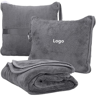 2" 1 Travel Blanket and Pillow Airplane Blanket with Soft Bag Pillowcase