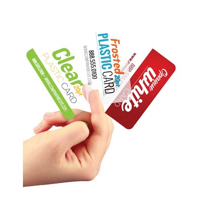 2" x 8" - 20PT White Plastic Business Cards 4/4 with Round Corners