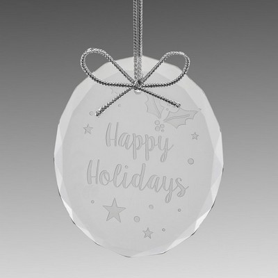 3" Oval Starfire Glass Faceted Ornament