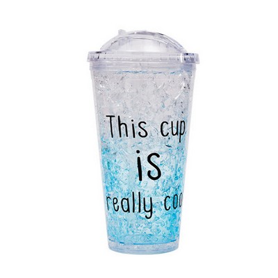 20oz Double Wall Plastic Gel Cooler Cup With Straw Dome Lid