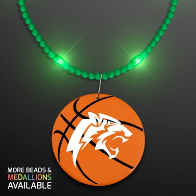 Still-Light Green Beads With Basketball Medallion - PRINTED