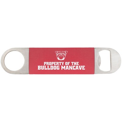 1 1/2" x 7" Red/White Bottle Opener with Silicone Grip