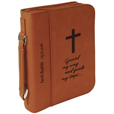 7 1/2" x 10 3/4" Rawhide Leatherette Book/Bible Cover with Handle & Zipper