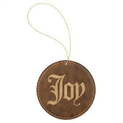Rustic/Gold Leatherette Round Ornament with Gold String